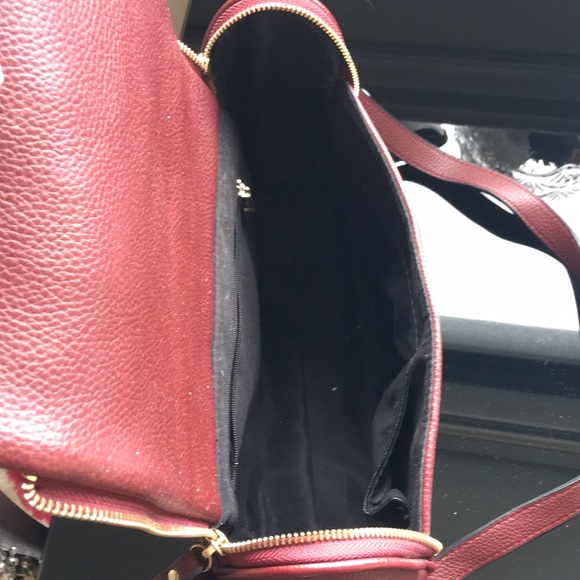 Red Burgundy monogram top handle zipper purse - Picture 6 of 7